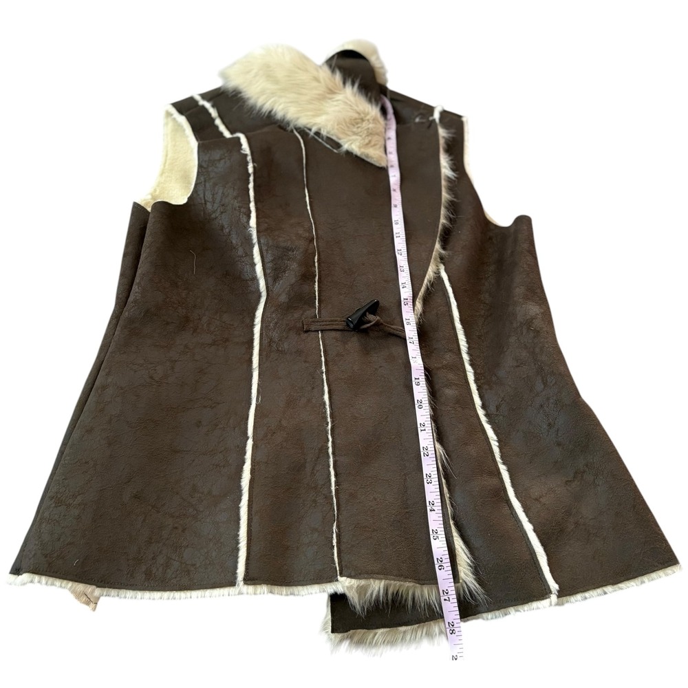 INC International Concepts Y2K Brown Faux Suede Fur Vest L Penny Lane Afghan - Picture 10 of 11